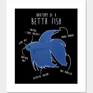 Betta Fish Siamese Fighting Fish Anatomy Posters and Art